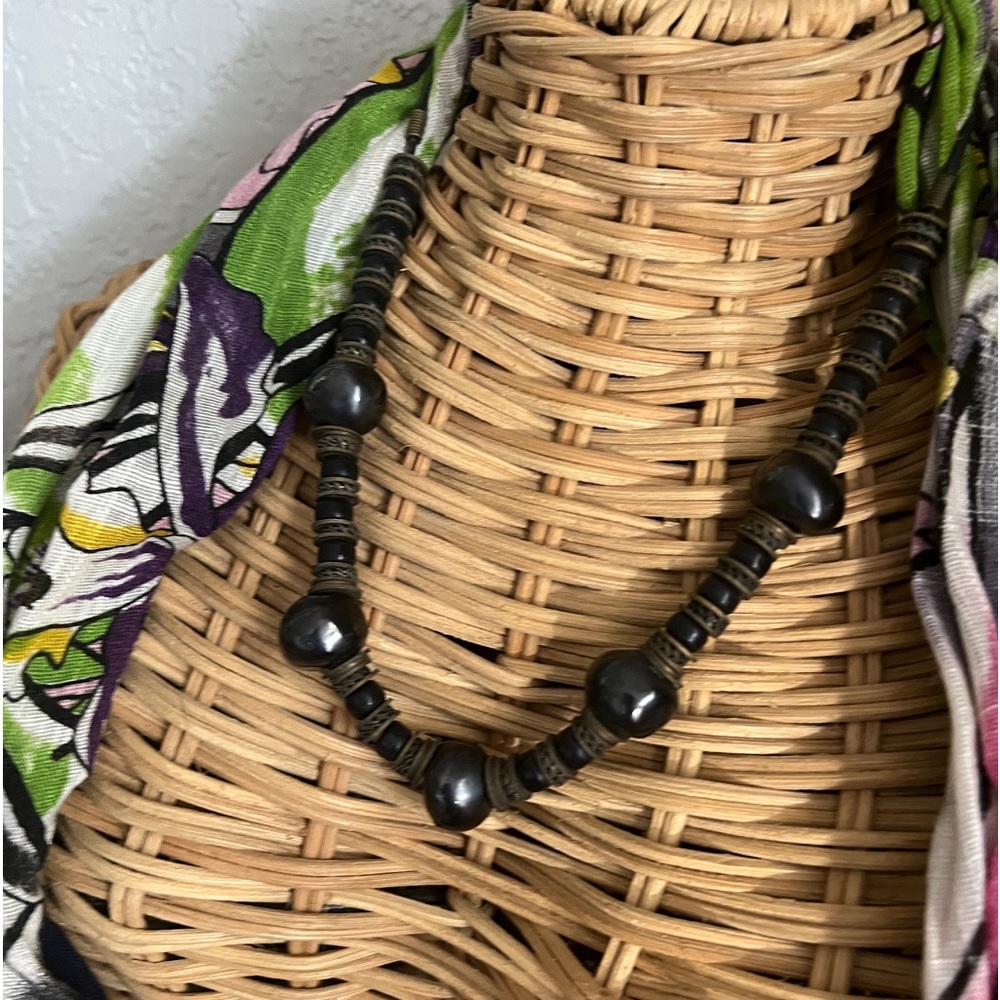 Vintage Buffalo horn bead industrial punk rock necklace